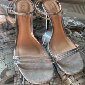 Schutz Altina Silver Heeled Sandals